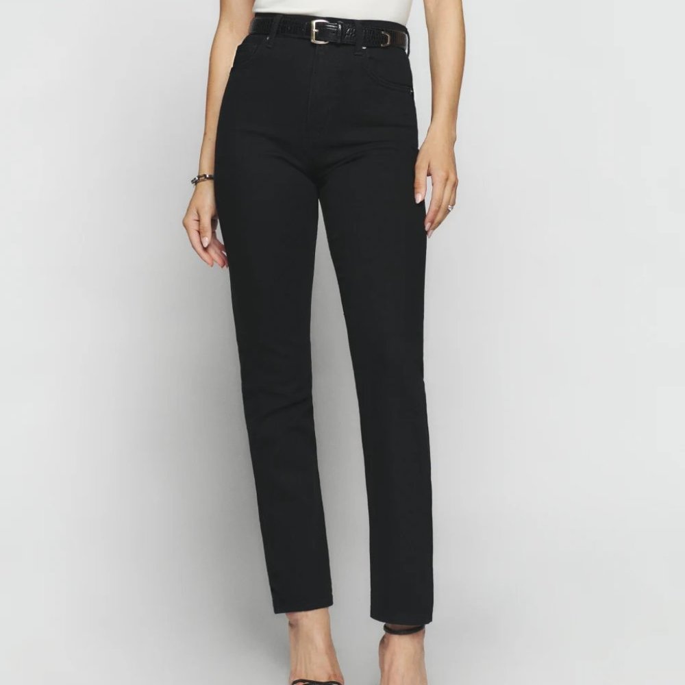 Reformation Liza Ultra High Rise Straight Jeans - Black